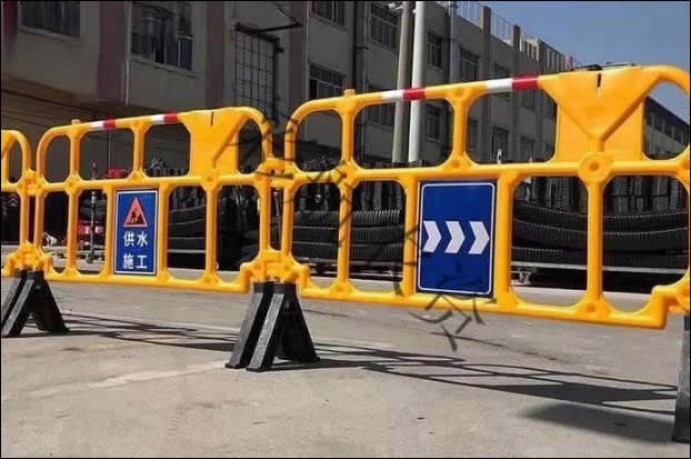 Yellow color guardrail for isolation and municipal facilities and project safety